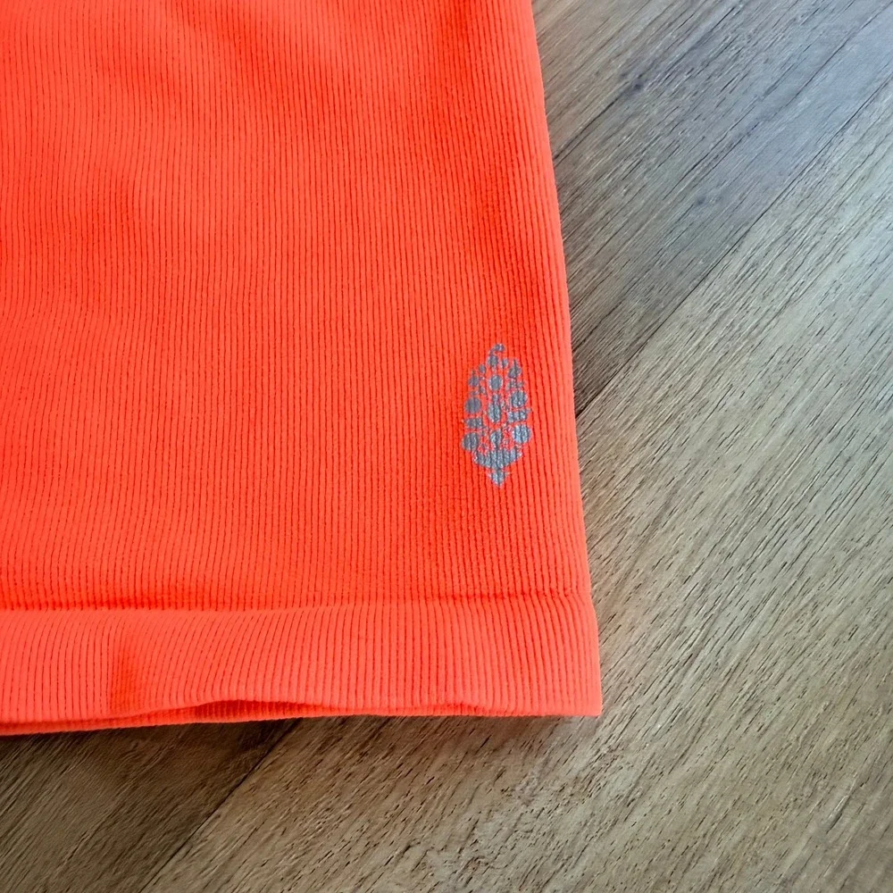 Free People Movement Happiness Runs Cami Neon Orange Ribbed Tank Top XS/S